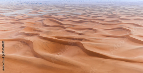 Sand Dune in the Sahara   In the Sahara Desert  sand dunes to the horizon  Morocco  Africa.