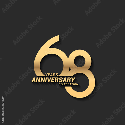 68 years anniversary celebration logotype with elegant modern number gold color for celebration