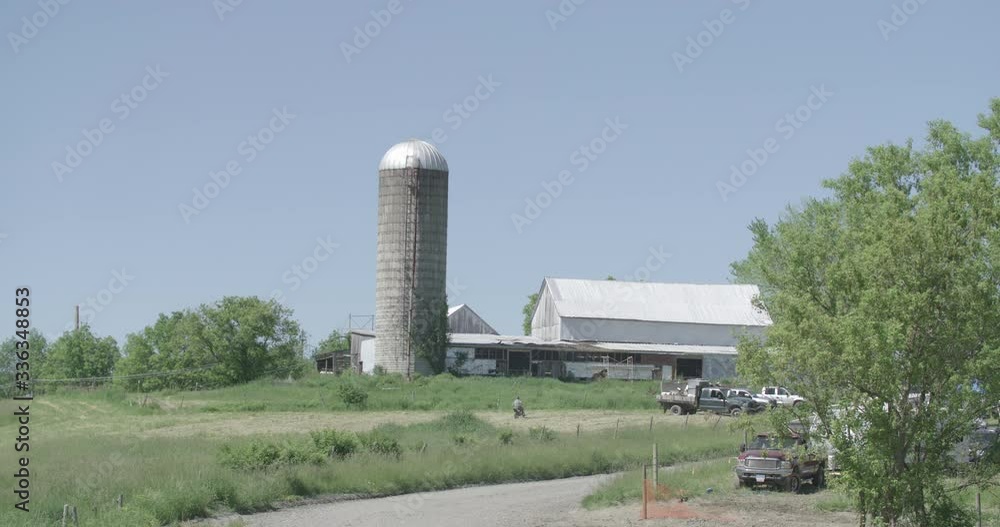 Farm building with silo 