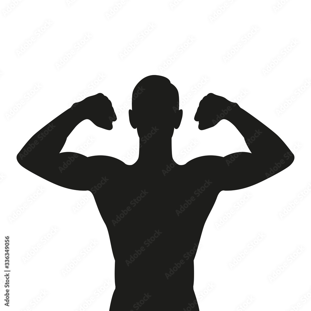 muscular strong man silhouette isolated on white background vector ...