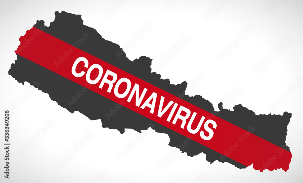 Obraz premium Nepal map with Coronavirus warning illustration