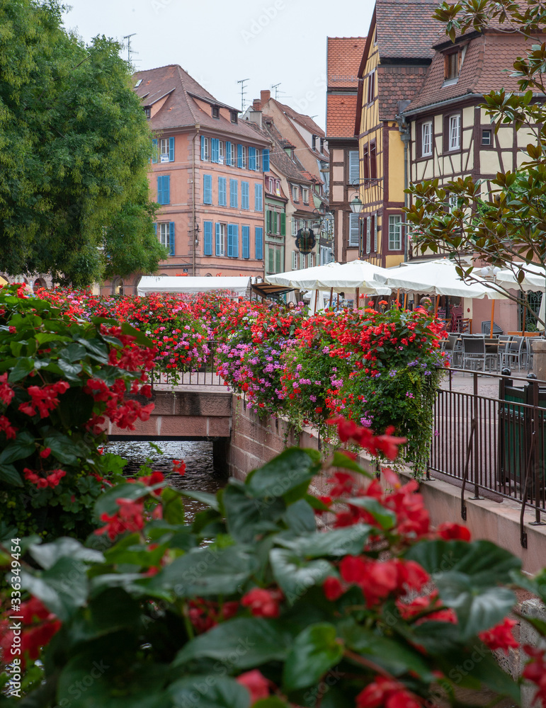 Colmar Alsace. France. Europe. Historcal town. Flowers and canal