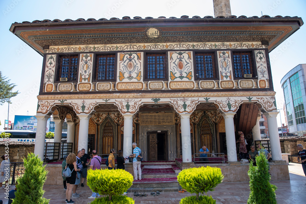 Obraz premium Tetova / Macedonia - August 20, 2020; Painted Mosque (Alaca Mosque) in Tetova, Macedonia