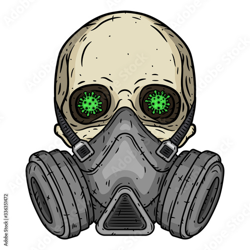 Skull. Skull with gas mask. Skull with respirator