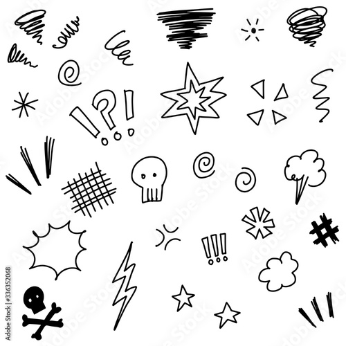 Hand drawn set elements, for concept design. doodle Swearing isolated on white background . vector illustration.