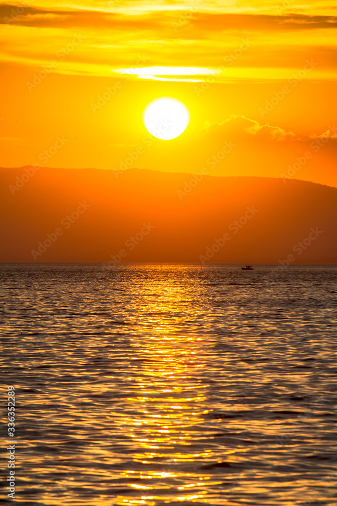 Geneva lake sunset in Switzerland