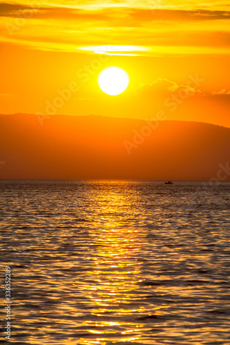 Geneva lake sunset in Switzerland