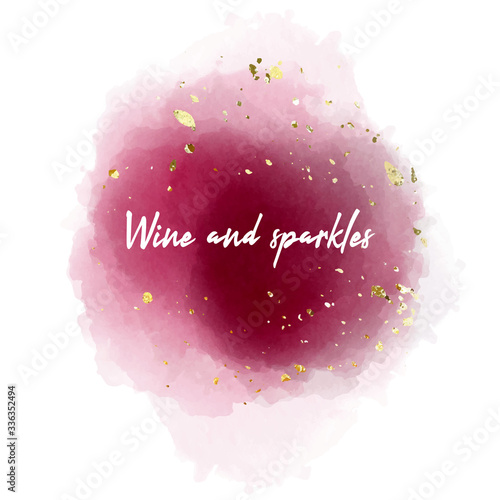 Wine watercolour stain in abstract style on light background. Party celebration background template design. Alcohol vector background. Drink menu.