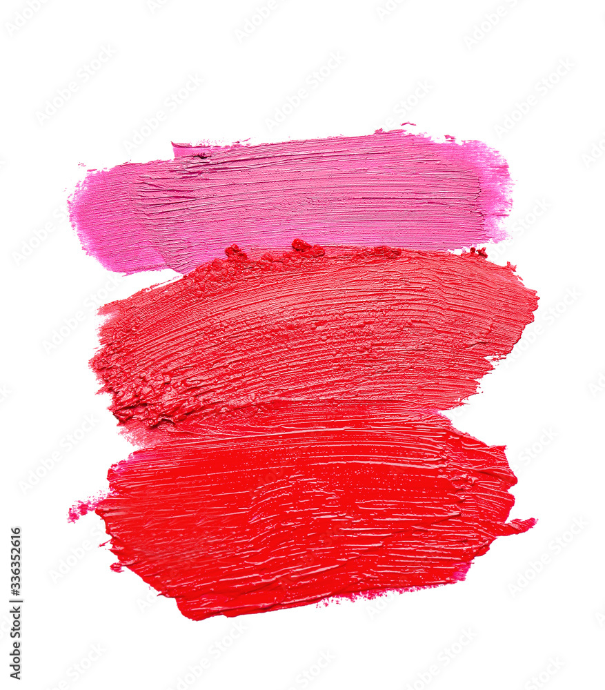 Strokes of bright lipsticks on white background Strokes of bright lipsticks on white background