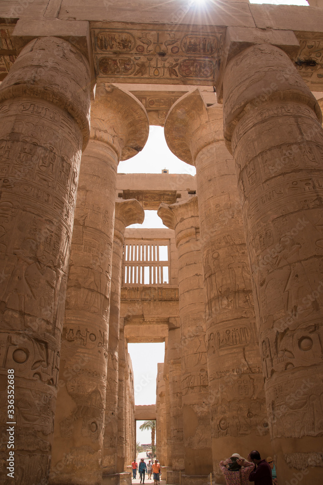 Karnak Temple, located on the eastern bank of the Nile River, opposite Luxor, the area of ancient Thebes, which housed the most important religious complex in Ancient Egypt, Africa. Karnak Temple, located on the eastern bank of the Nile River, opposite Luxor, the area of ancient Thebes, which housed the most important religious complex in Ancient Egypt, Africa.