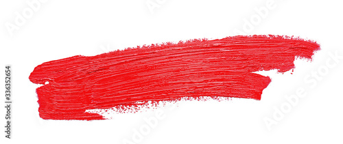 Sample of bright lipstick on white background