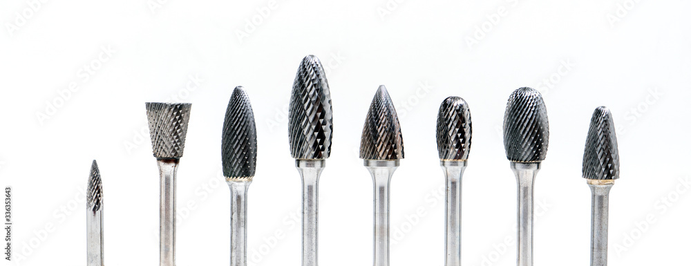 Φωτογραφία Carbide burrs on white isolate background