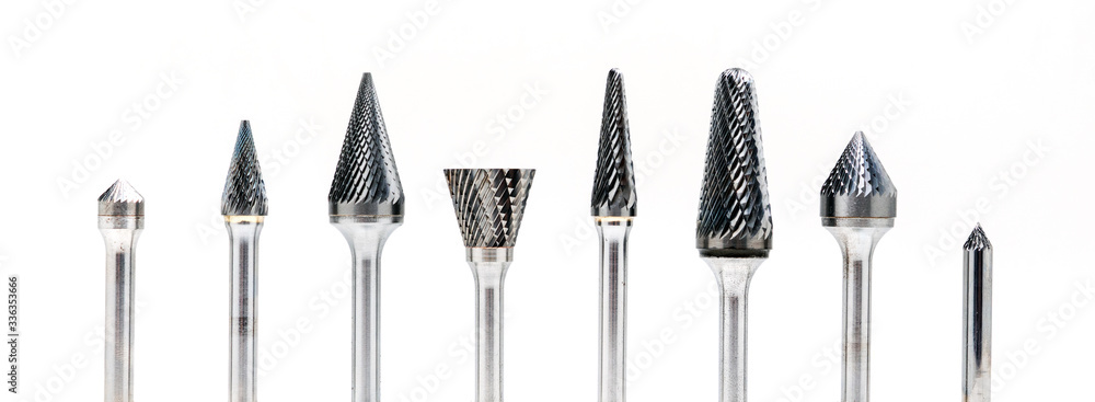 Photography Carbide burrs on white isolate background