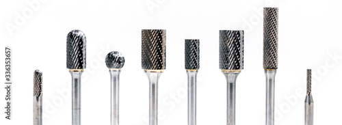 Carbide burrs on white isolate background 