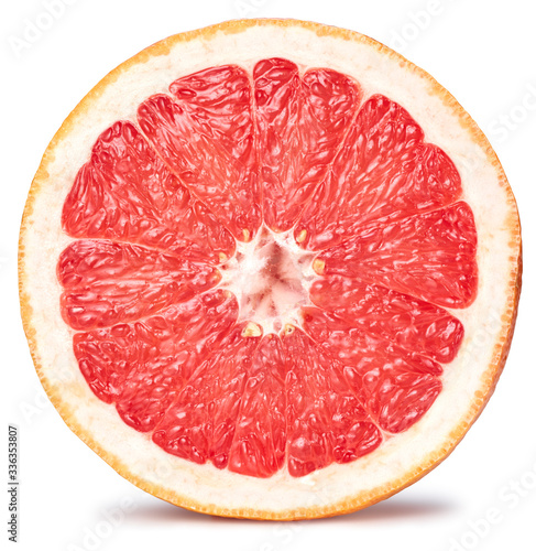 Grapefruit fruit. Grapefruit slice isolated on white background. Grapefruit with clipping path.
