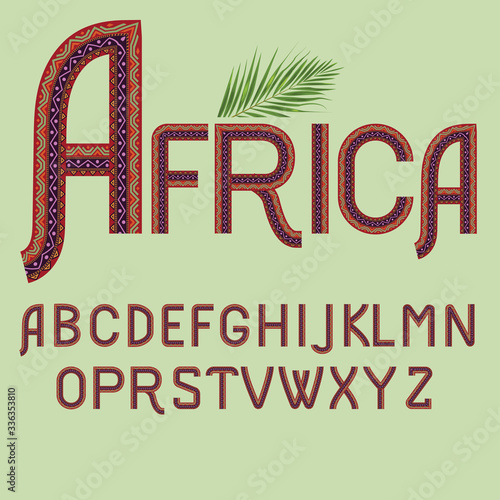 African ethnic font. Letters abc type set vector illustration
