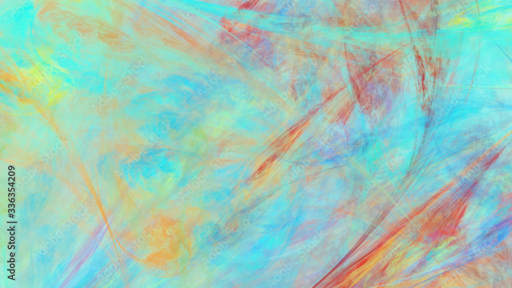 Abstract turquoise and orange fantastic clouds. Colorful fractal background. Digital art. 3d rendering.