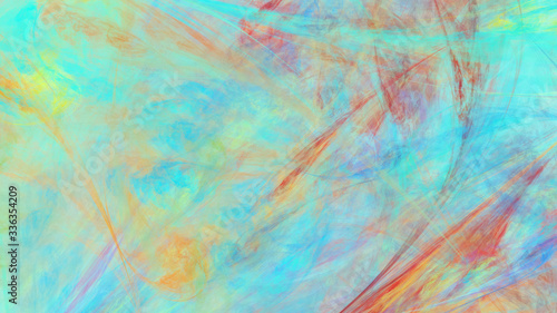 Abstract turquoise and orange fantastic clouds. Colorful fractal background. Digital art. 3d rendering.