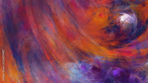 Abstract orange and violet fantastic clouds. Colorful fractal background. Digital art. 3d rendering.