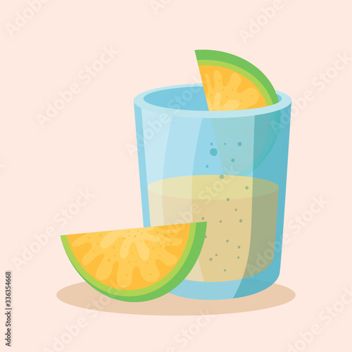 Mexican tequila shot with lemon design