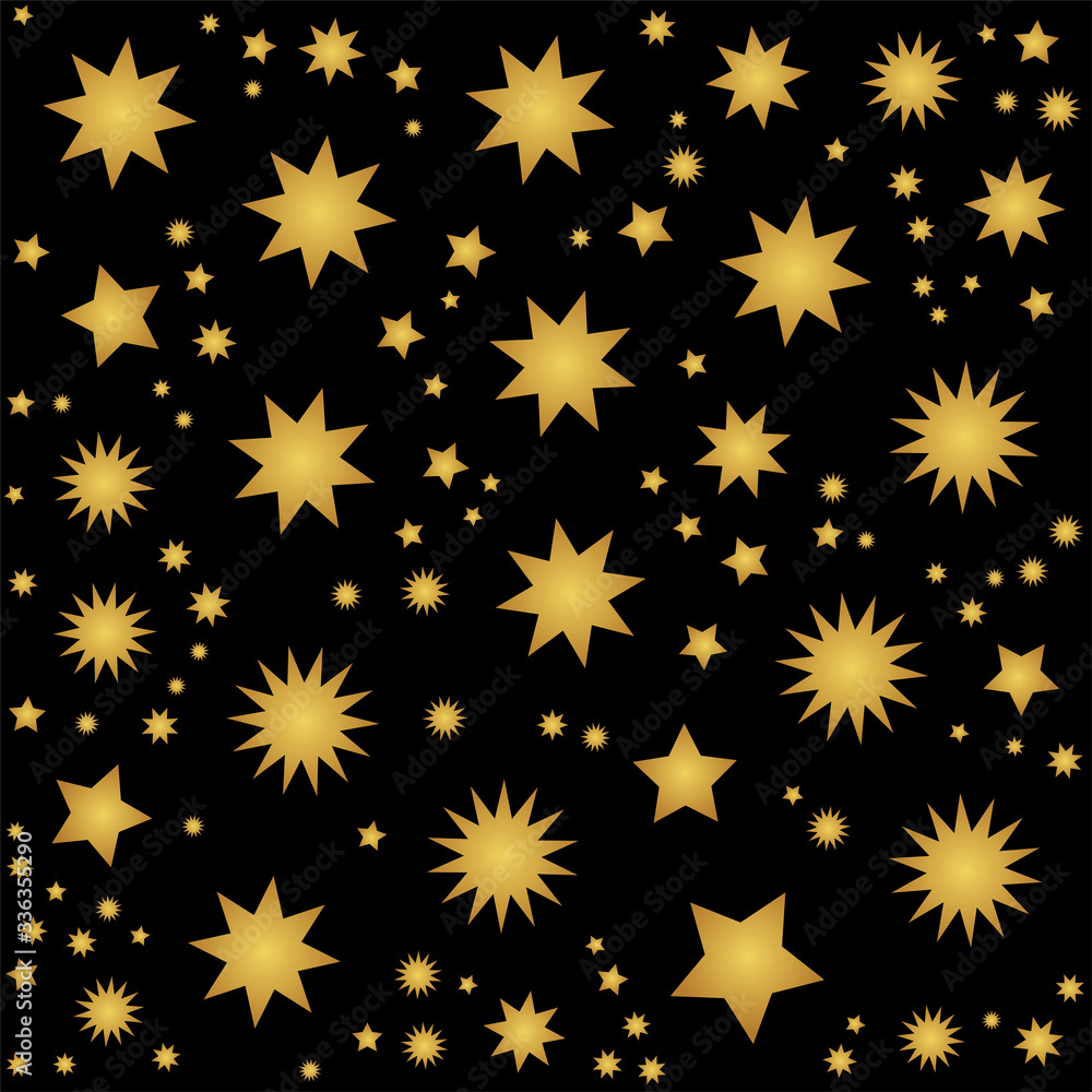 Different gold color stars in black background Different gold color stars in black background