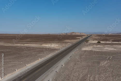 Road through the Nazca desert in Peru