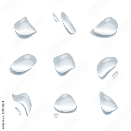 realistic water drop vectors isolated on white background, clear drop splash and rainy crystal illustration ep26 photo