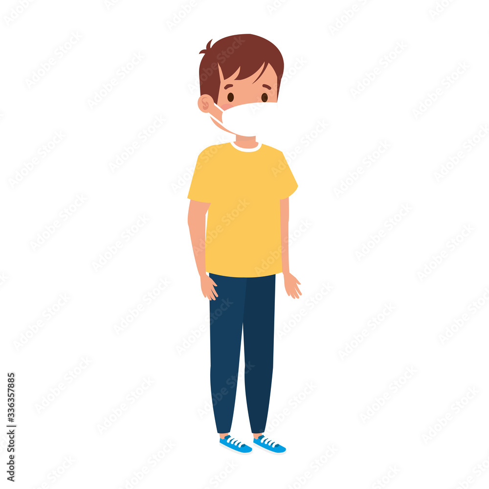 cute boy with face mask isolated icon vector illustration design cute boy with face mask isolated icon vector illustration design