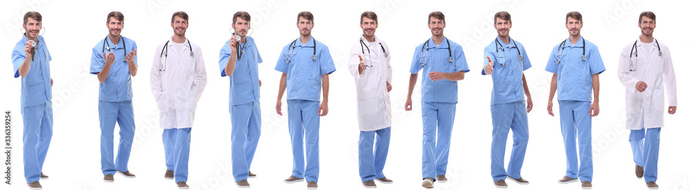 panoramic collage group of medical doctors . isolated on white panoramic collage group of medical doctors . isolated on white