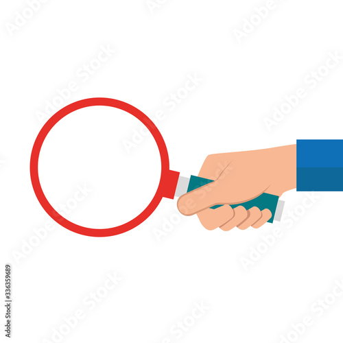 hand with magnifying glass isolated icon vector illustration design