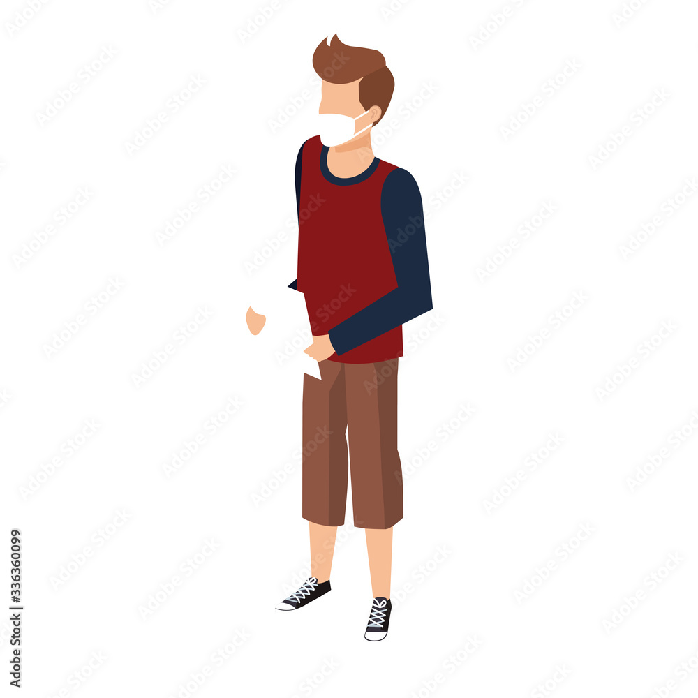 young man with face mask isolated icon vector illustration design young man with face mask isolated icon vector illustration design