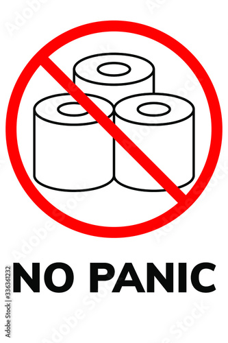 No panic , no toilet paper icon isolated on white background. Toilet paper is crossed out in red circle. Vector stock illustration