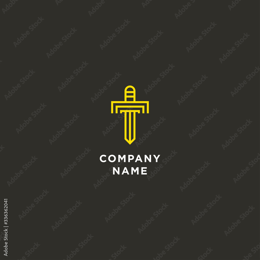 T + Sword logo template vector concept T + Sword logo template vector concept