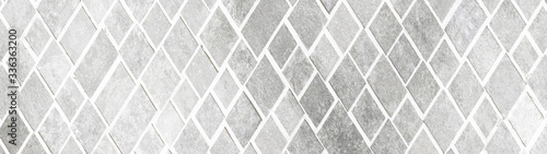 Gray white bright geometric rhombus grid tiles texture background banner panorama
