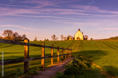 Obraz na płótnie Boardwalk leading to the Isolated St Hubert's Church, South Downs National Park w salonie