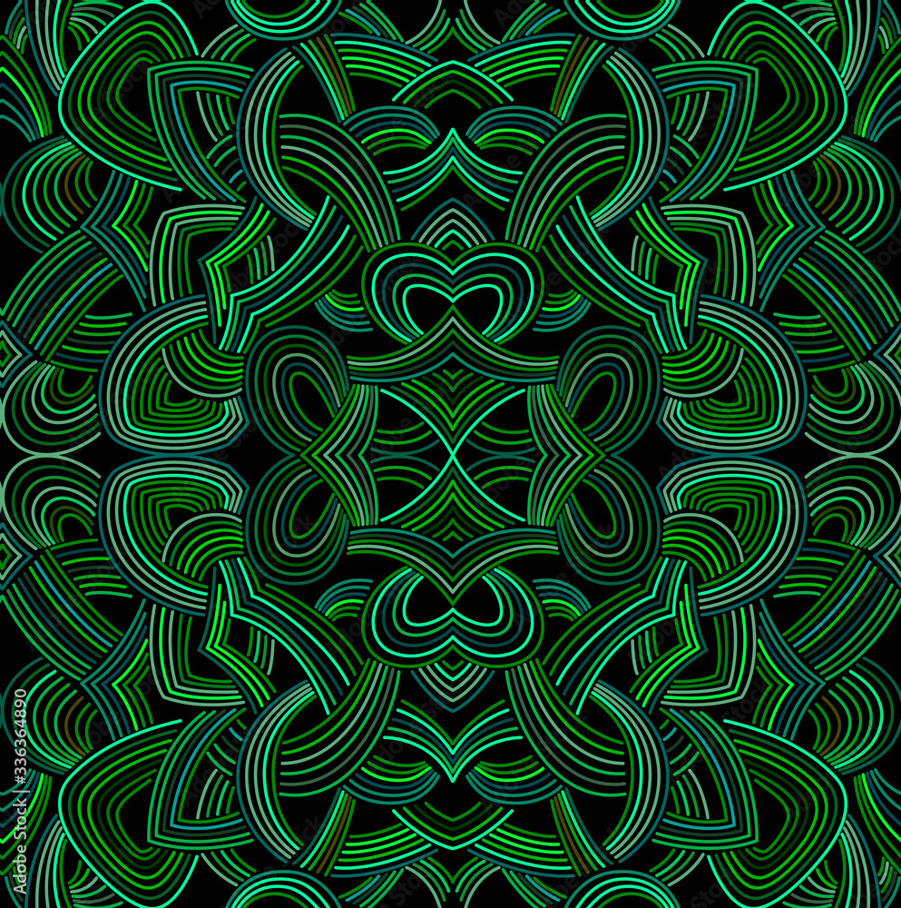 Konstfotografi Trendy Malachite Oriental Vector Seamless Pattern