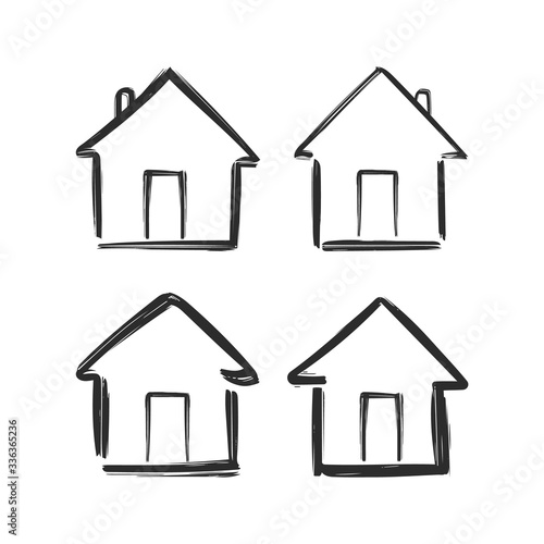 Vector illustration: Set of Hand drawn house icons. Sketch design