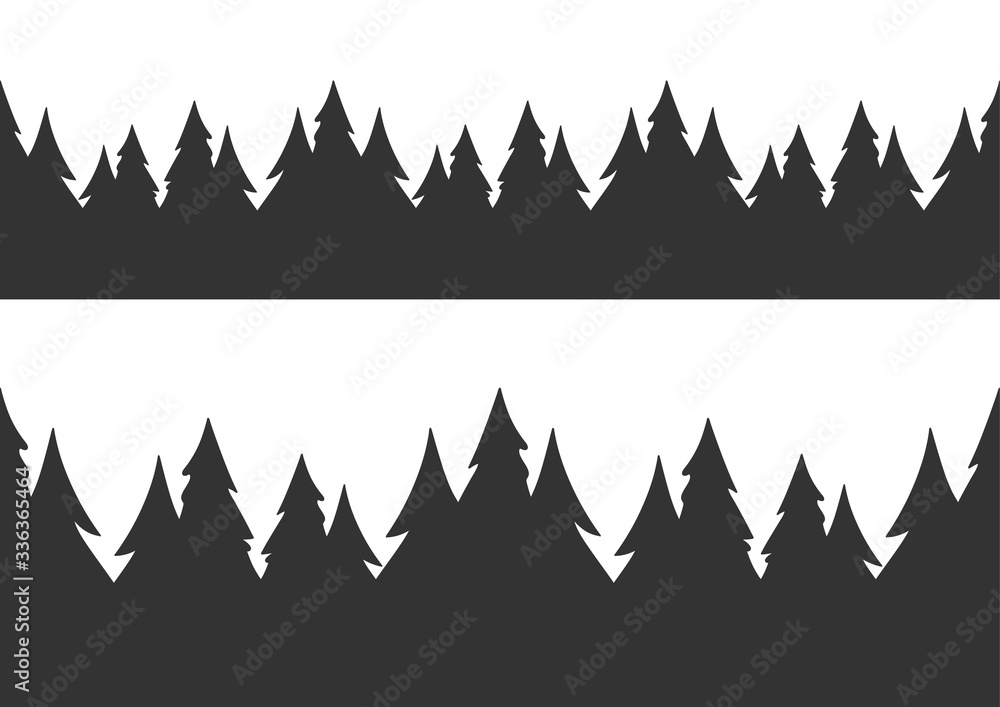 Set of two seamless hand drawn pine forest. Set of two seamless hand drawn pine forest.