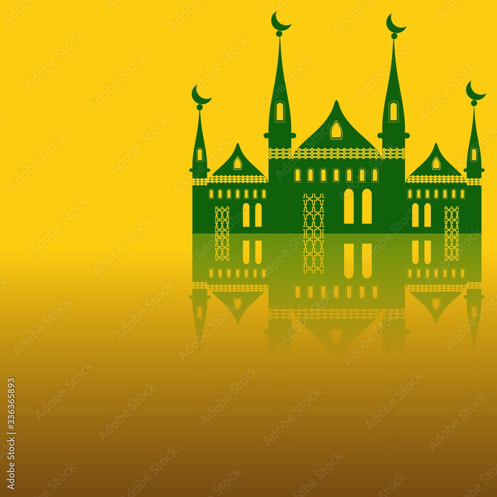 Muslim  mosque illustration. Oriental architecture vector. Arabian backgrounds. Islam religious holiday greeting card. Islam mosque illustration vector. Muslim symbols.