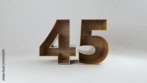 3d rendered wooden number isolated on white background