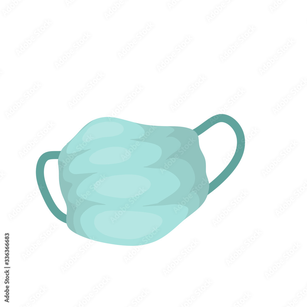 Medical mask. Gauze medical blue doctor's clothing. Protect your lungs and breath from viruses and dust. Cartoon flat illustration Medical mask. Gauze medical blue doctor's clothing. Protect your lungs and breath from viruses and dust. Cartoon flat illustration