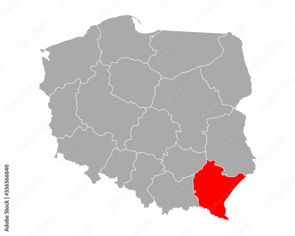 Karte von Podkarpackie in Polen