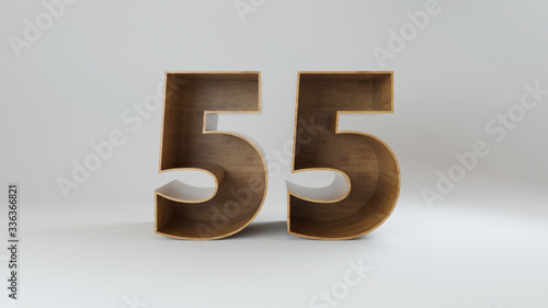 3d rendered wooden number isolated on white background