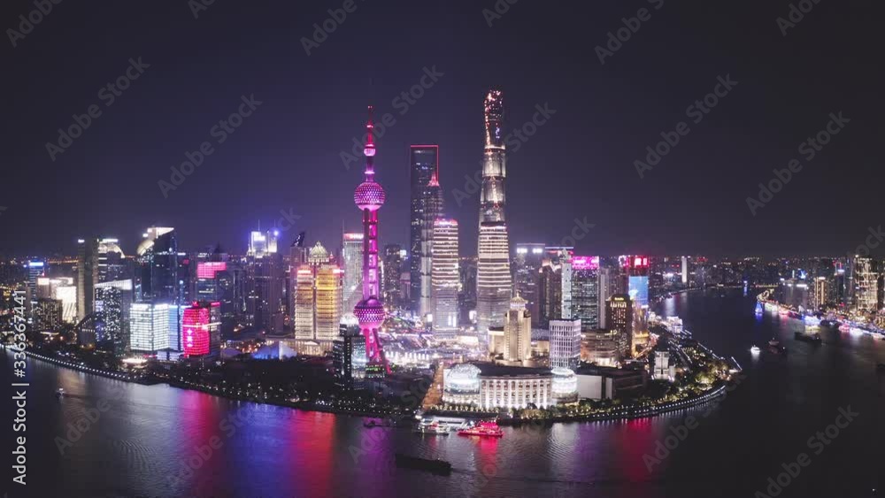 Aerial photo of night view of Shanghai, China Aerial photo of night view of Shanghai, China