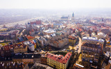 Panoramic view from the drone on the city Lublin. Poland