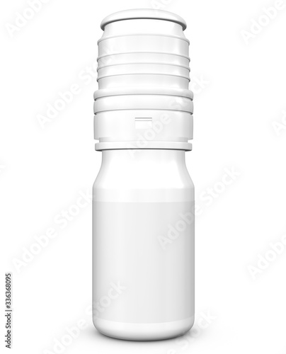Realistic 3D Lubricant Eye Bottle Mock Up Template on White Background.3D Rendering,3D Illustration.Copy Space