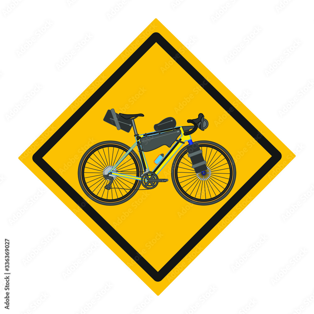 Touring bike vector illustration with saddlebag, frame bag and