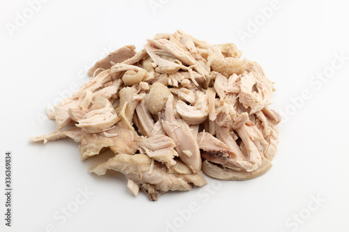 Boiled chicken on white background
