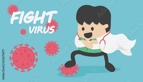 Vector illustration doctor fight virus concept  coronavirus covid-19