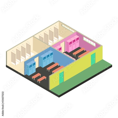 Changing sport room icon. Isometric of changing sport room vector icon for web design isolated on white background